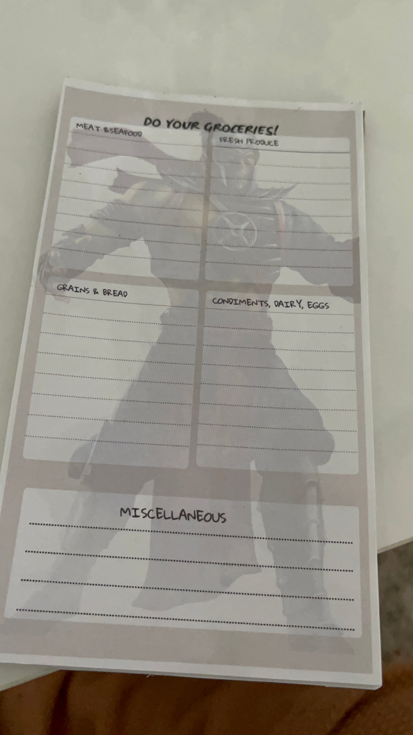 Grocery notepad customized
